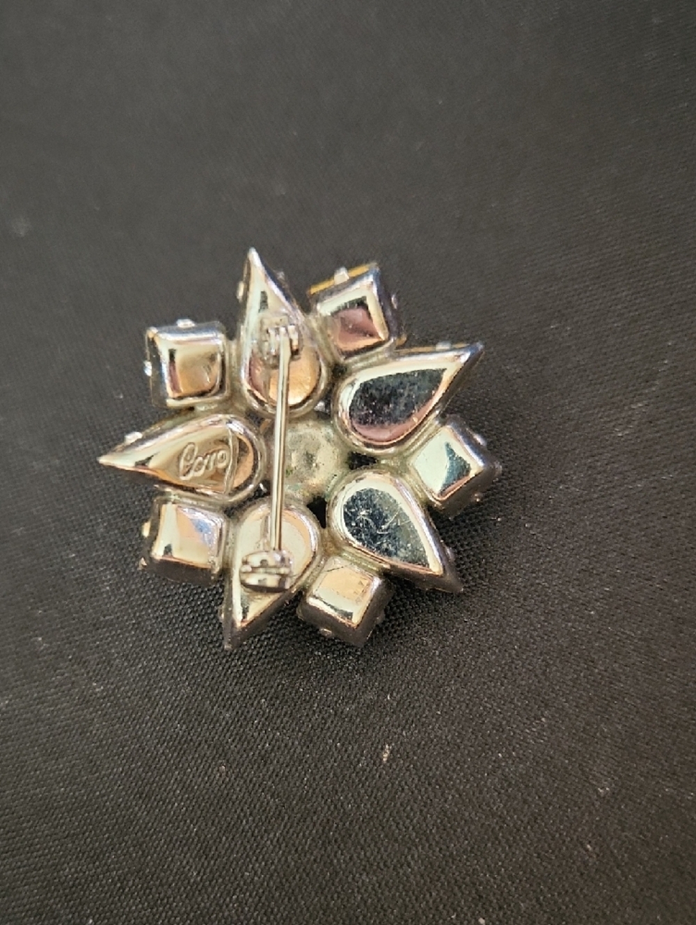 Stamped Coro Vintage 50s Crystal Starburst Brooch - Women Jewelry - Picture 2 of 2